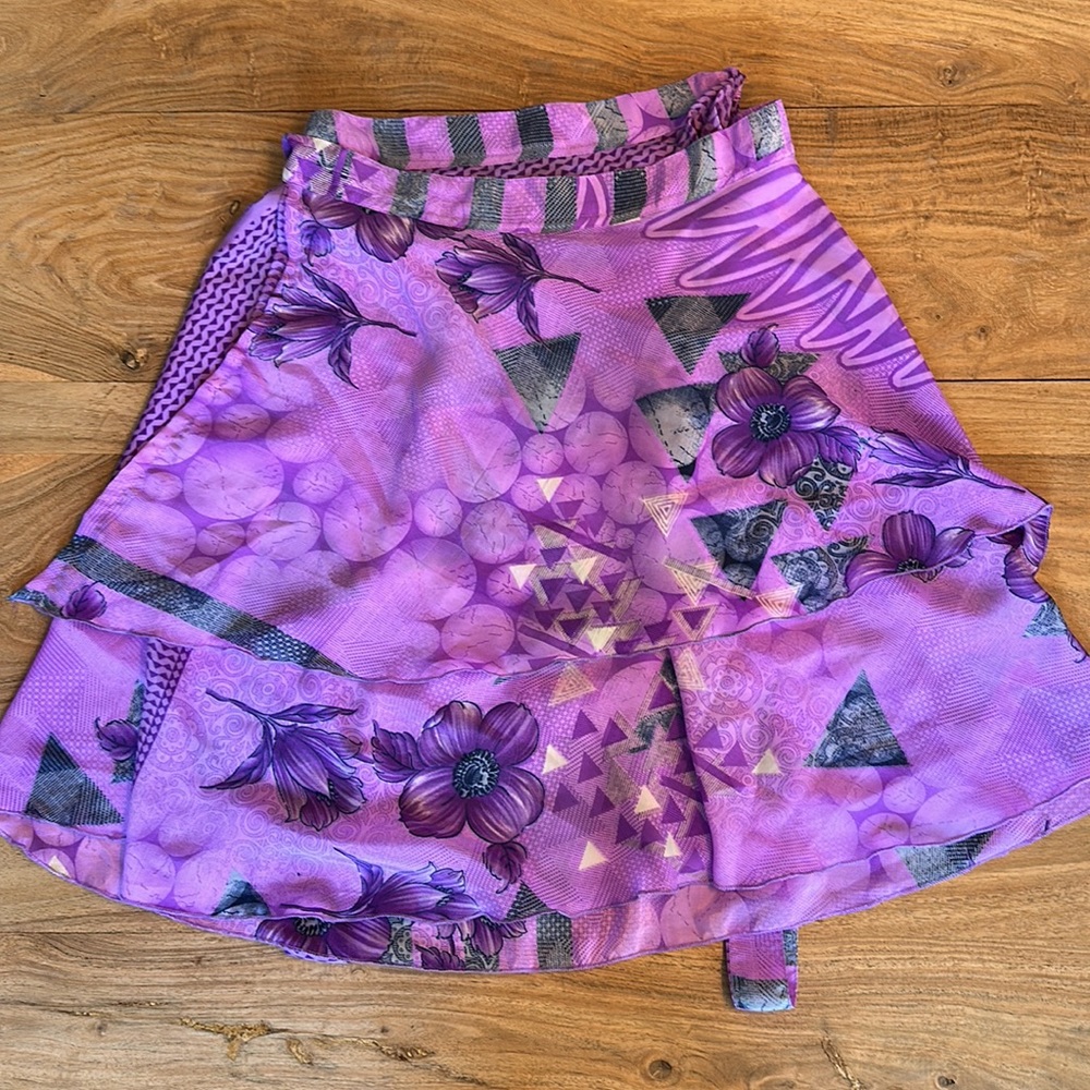 Silk wrap double layer convertible skirt